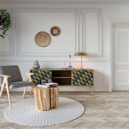 PAINTED SQUARES MIX Mueble de TV de 2 Puertas