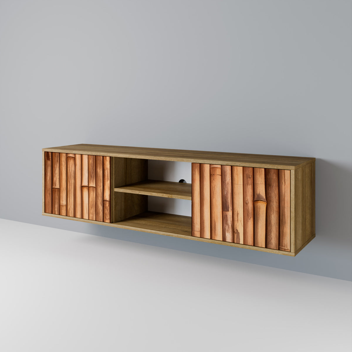 NATURAL WOOD Mueble de TV de 2 Puertas
