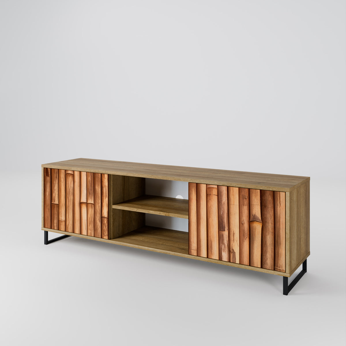 NATURAL WOOD Mueble de TV de 2 Puertas