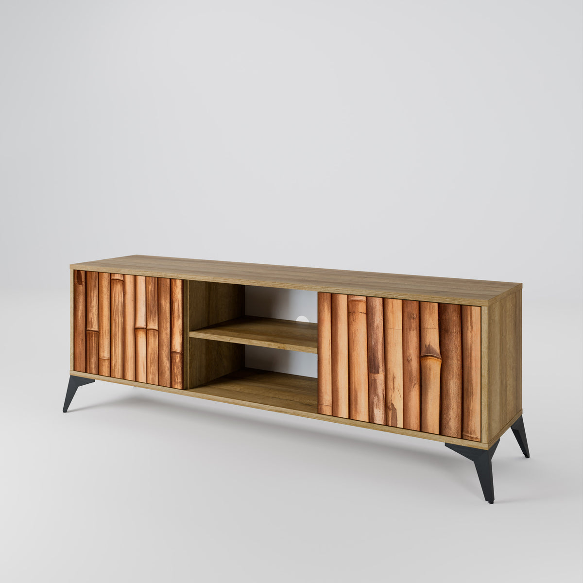 NATURAL WOOD Mueble de TV de 2 Puertas