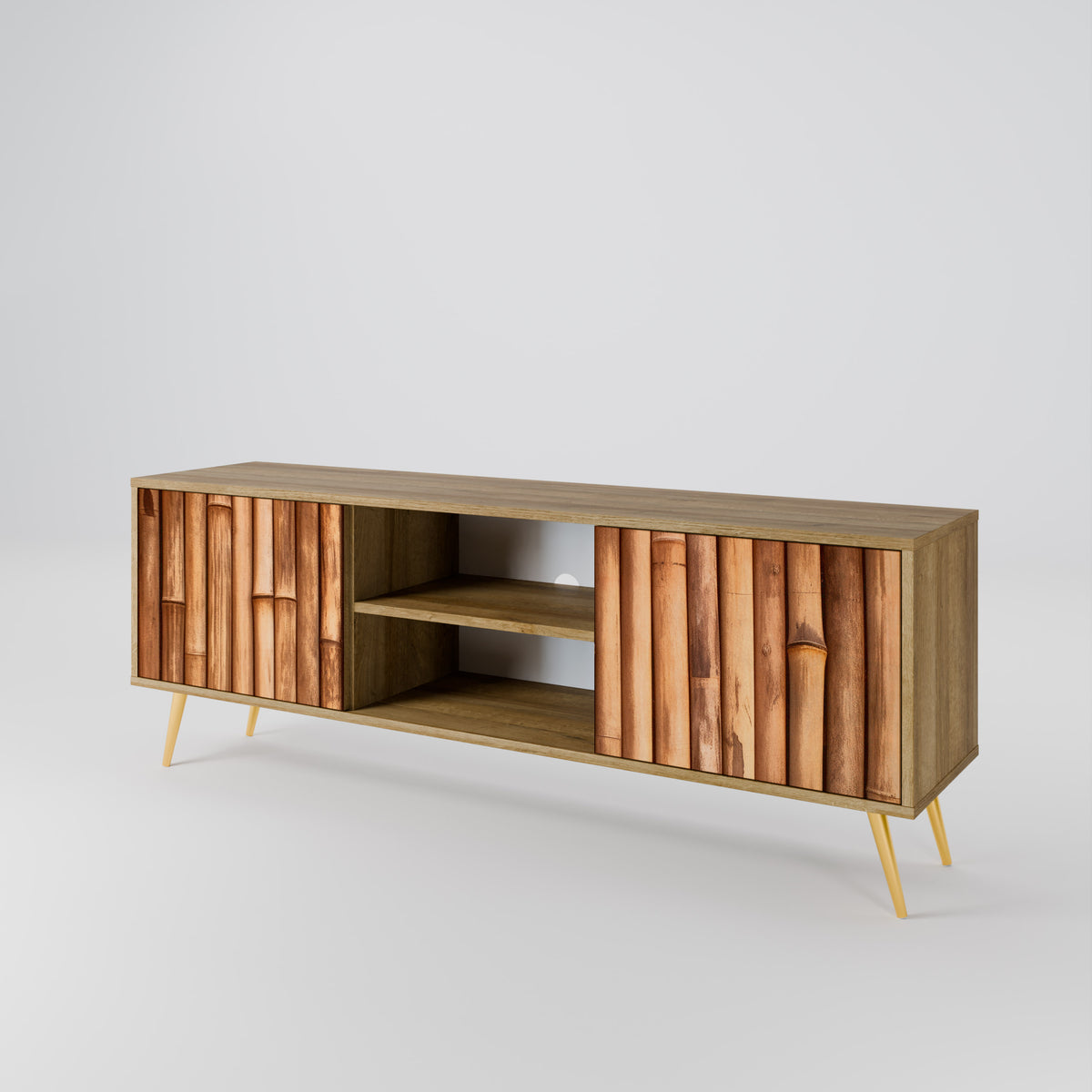 NATURAL WOOD Mueble de TV de 2 Puertas