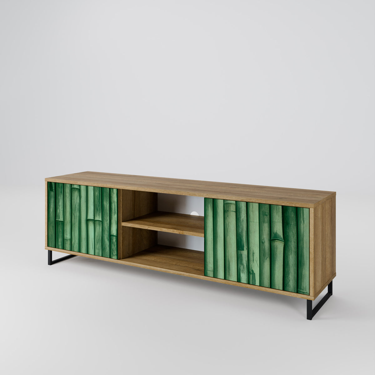 NATURAL GREEN Mueble de TV de 2 Puertas