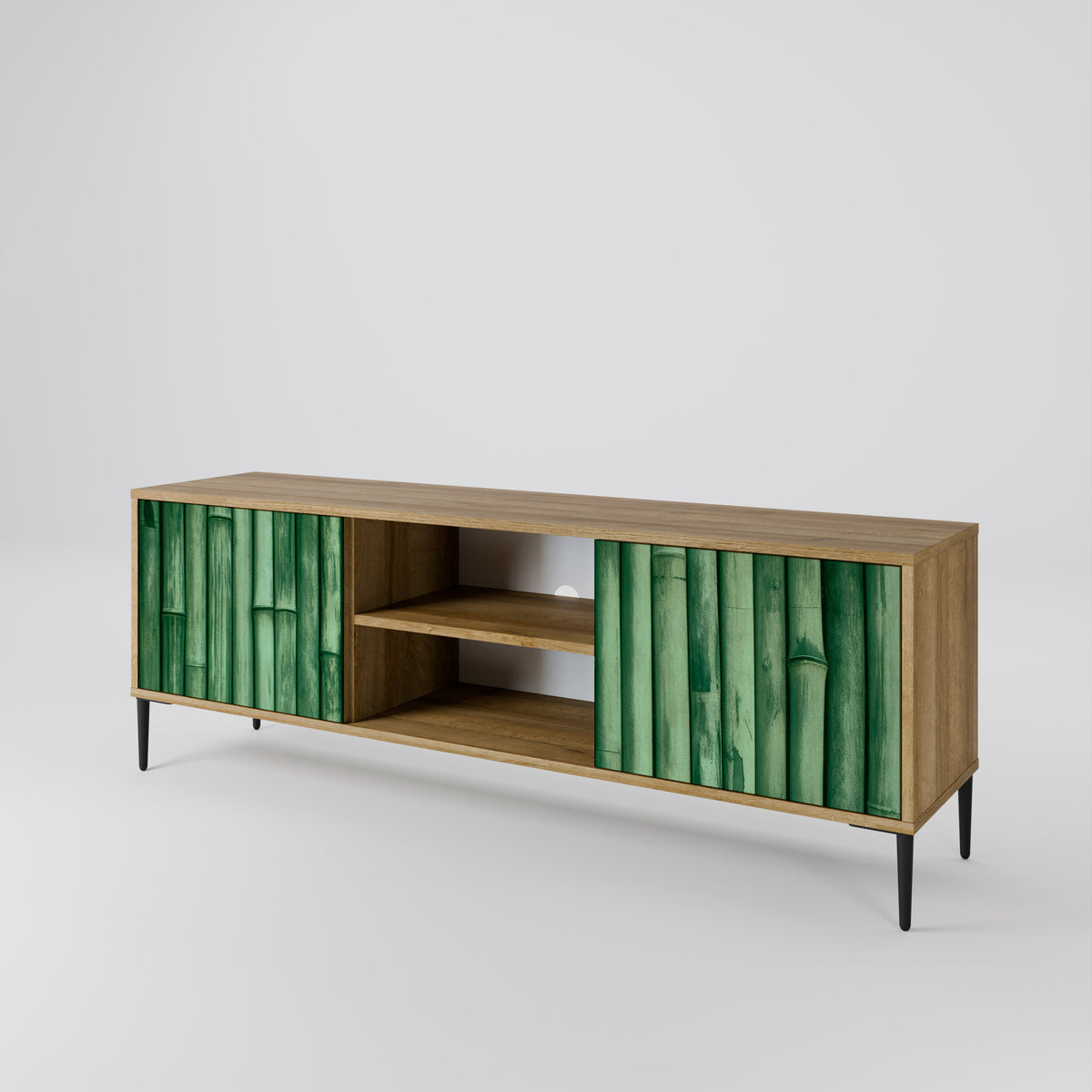 NATURAL GREEN Mueble de TV de 2 Puertas