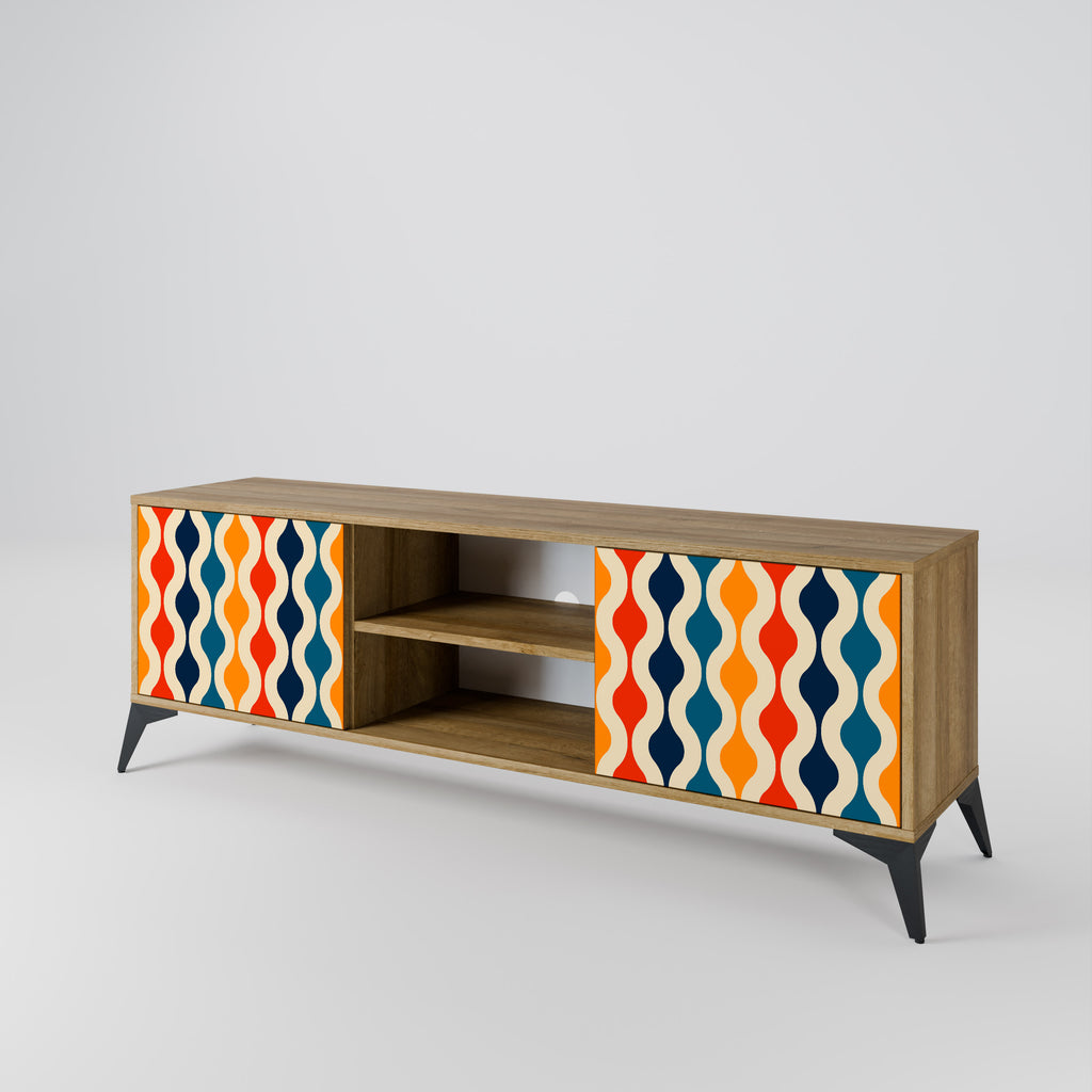 Mueble de TV de 2 puertas con efecto roble y NOSTALGIA COLORIDA