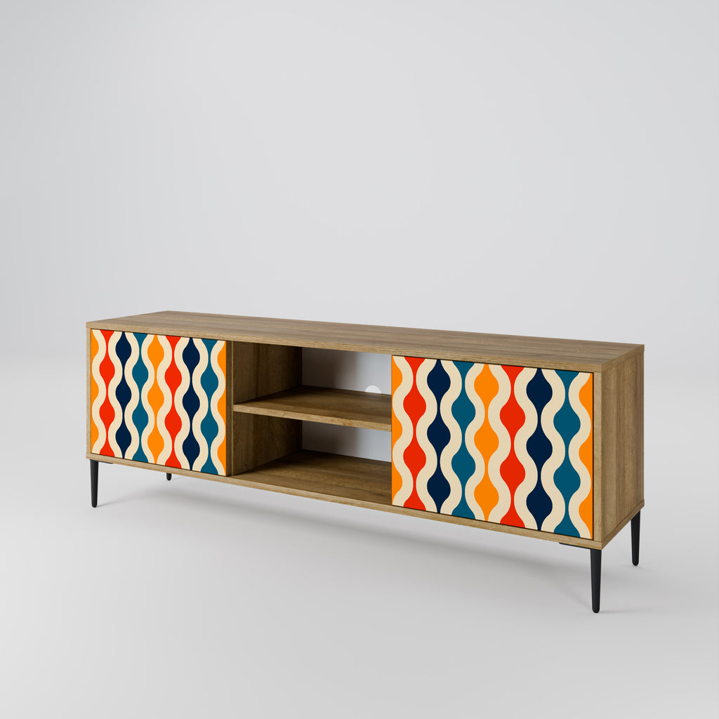 Mueble de TV de 2 puertas con efecto roble y NOSTALGIA COLORIDA