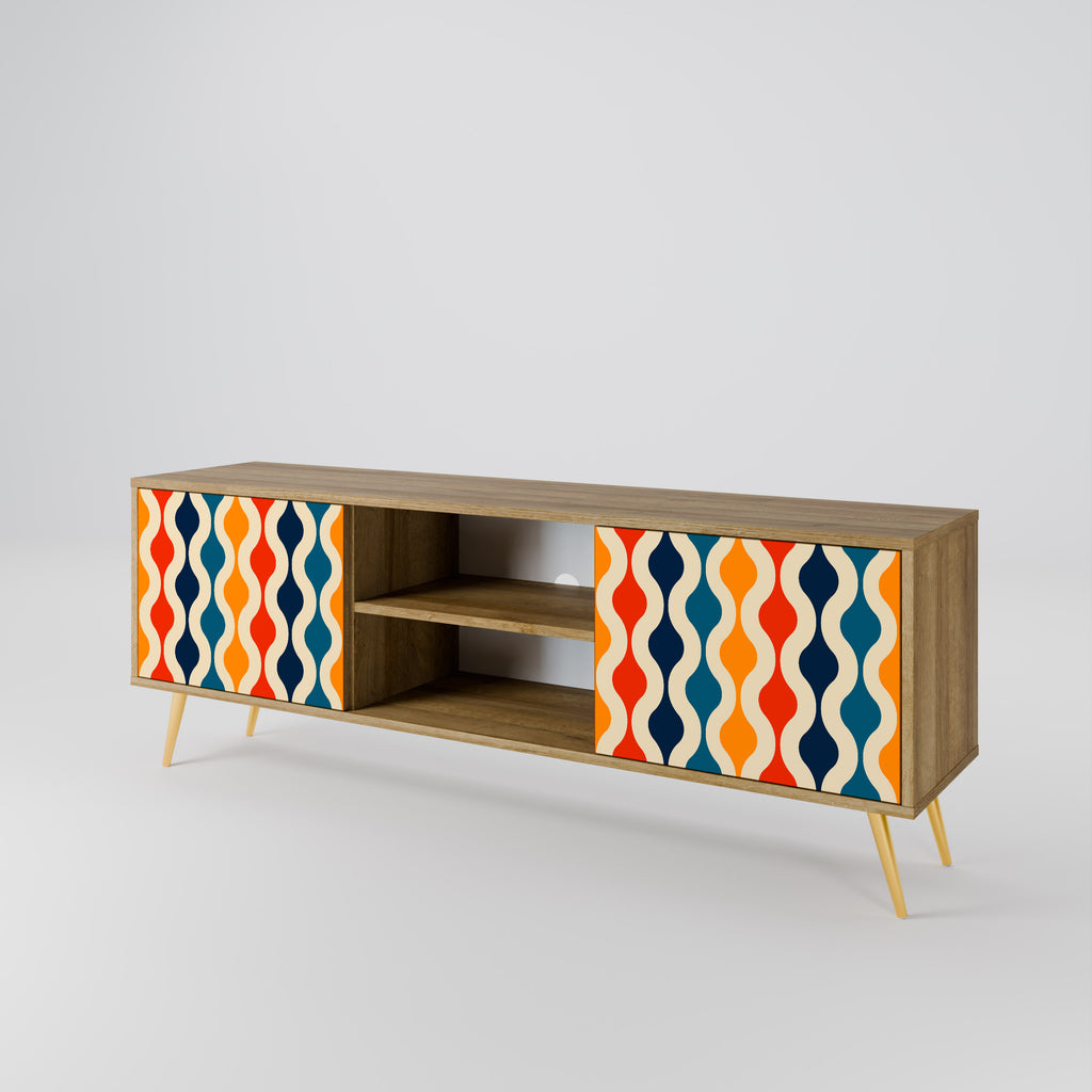 Mueble de TV de 2 puertas con efecto roble y NOSTALGIA COLORIDA