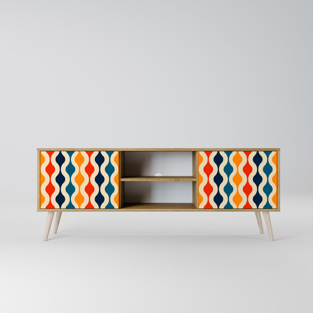 Mueble de TV de 2 puertas con efecto roble y NOSTALGIA COLORIDA
