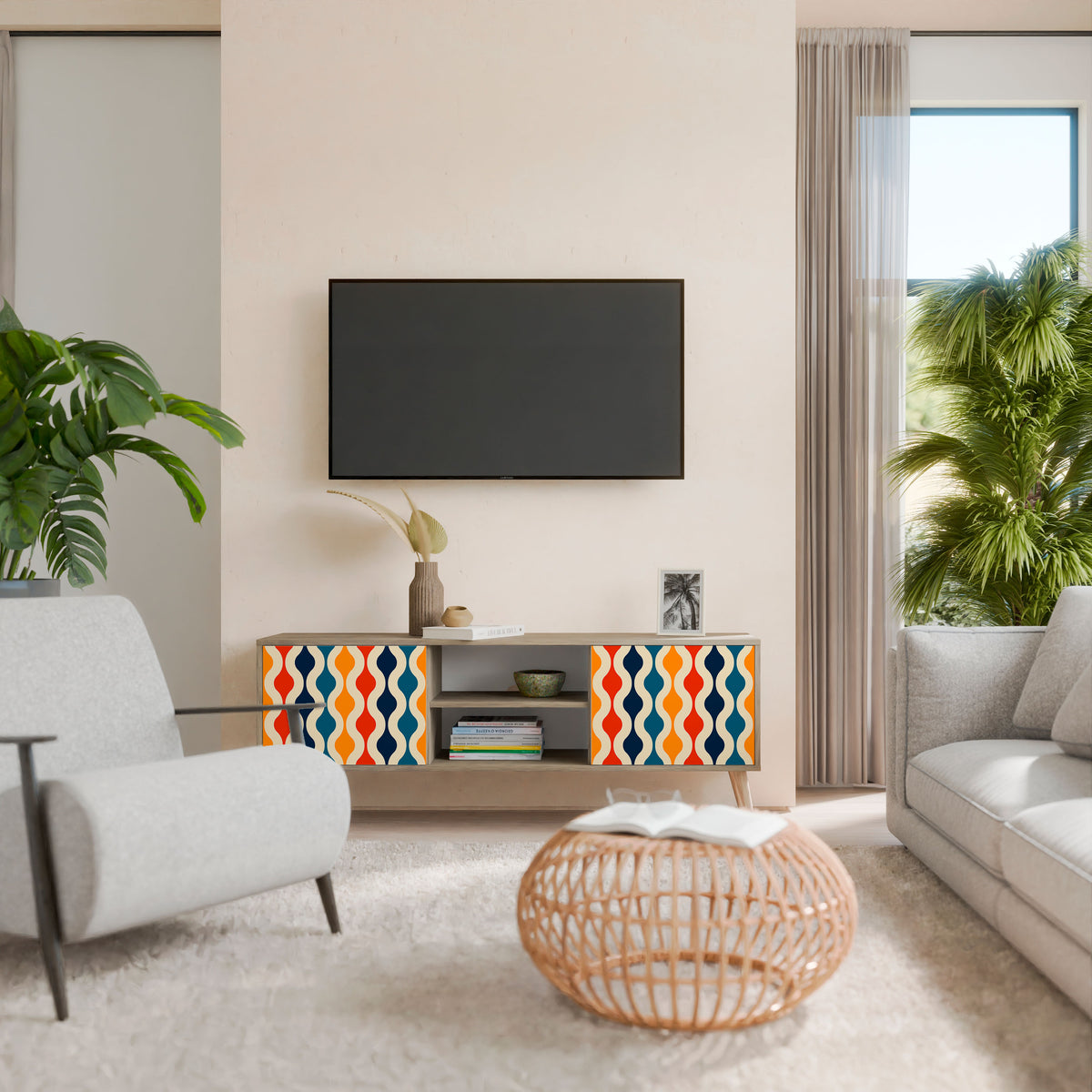 COLORFUL NOSTALGIA Mueble de TV de 2 Puertas