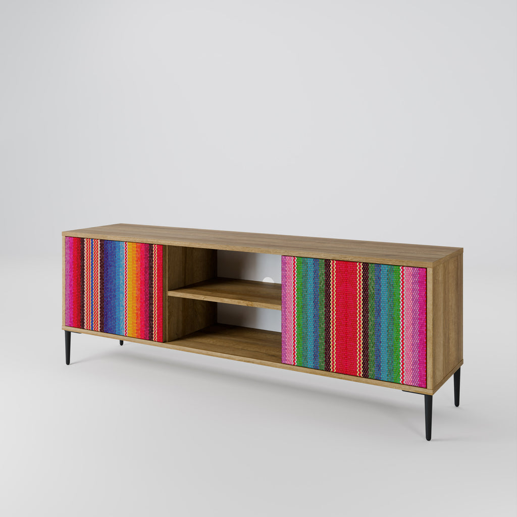 ETHNIC MEXICAN 2-Door TV Stand in Oak Effect