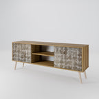 SLIGHTLY BLURRED Mueble de TV de 2 Puertas en Efecto Roble
