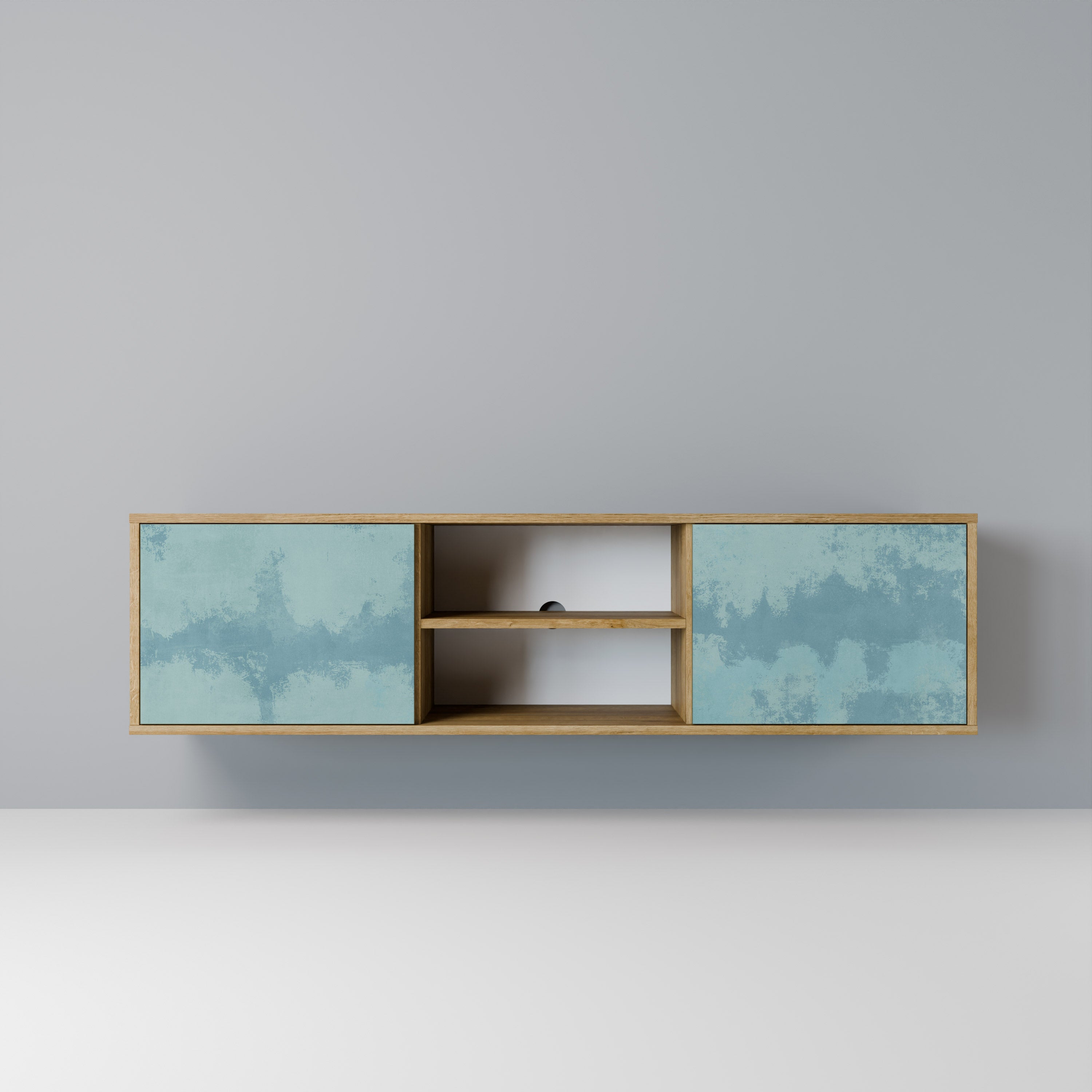 SKY WASH 2-Door TV Stand in Oak Effect