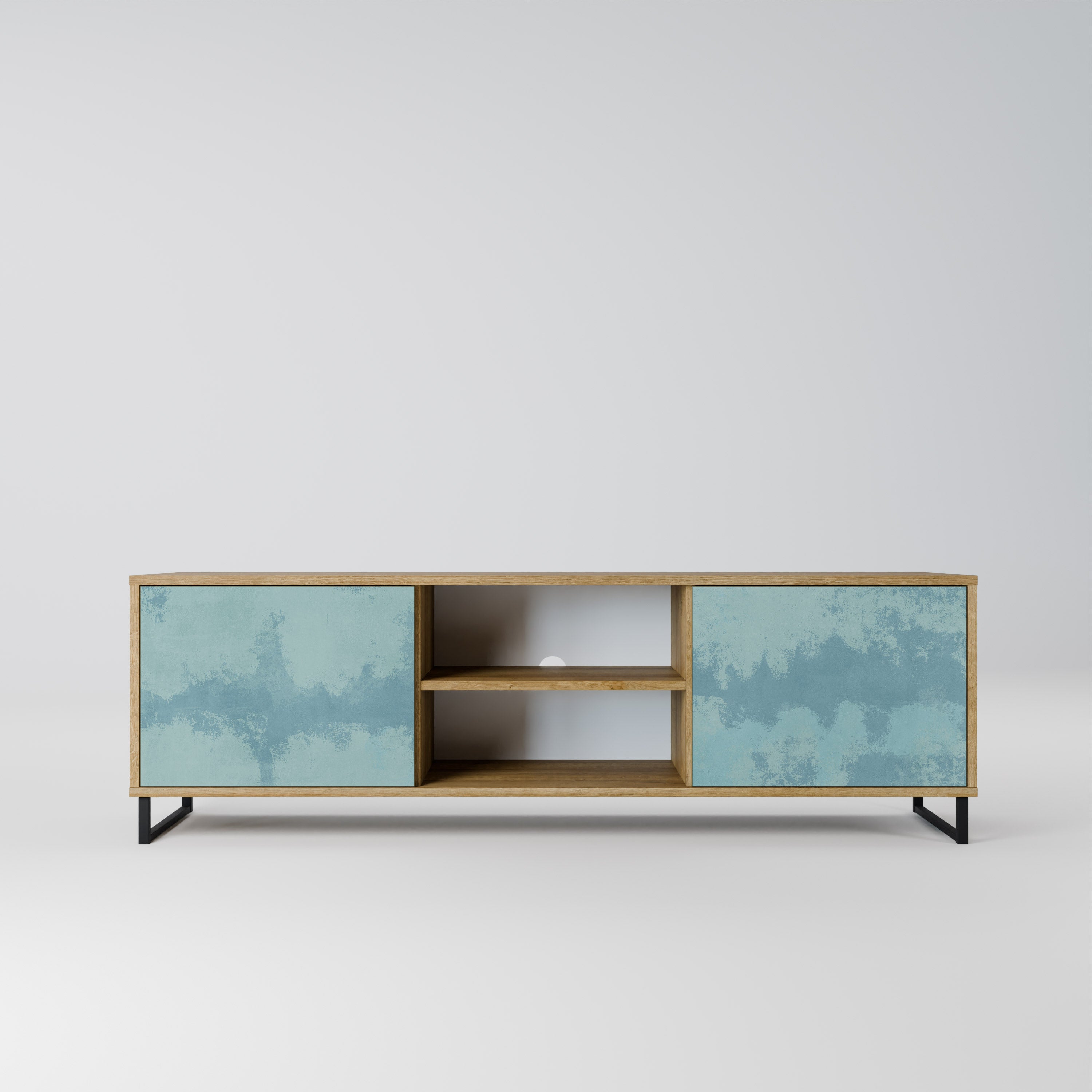 SKY WASH 2-Door TV Stand in Oak Effect