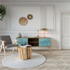 SKY WASH Mueble de TV de 2 Puertas en Efecto Roble