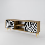 SPLENDID ZEBRA Mueble de TV de 2 Puertas en Efecto Roble