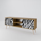 SPLENDID ZEBRA Mueble de TV de 2 Puertas en Efecto Roble