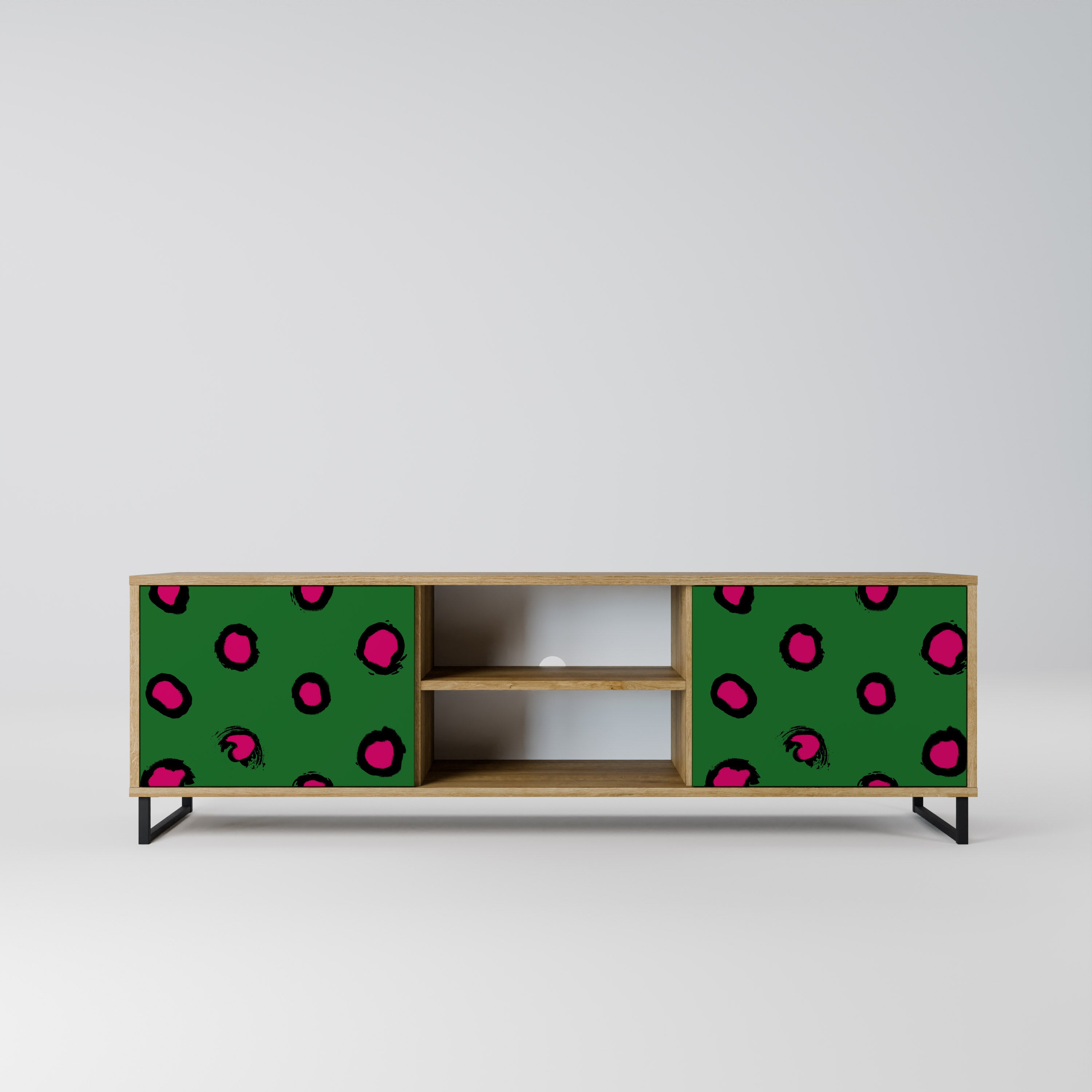 FUNKY SPOTS 2-Door TV Stand in Oak Effect