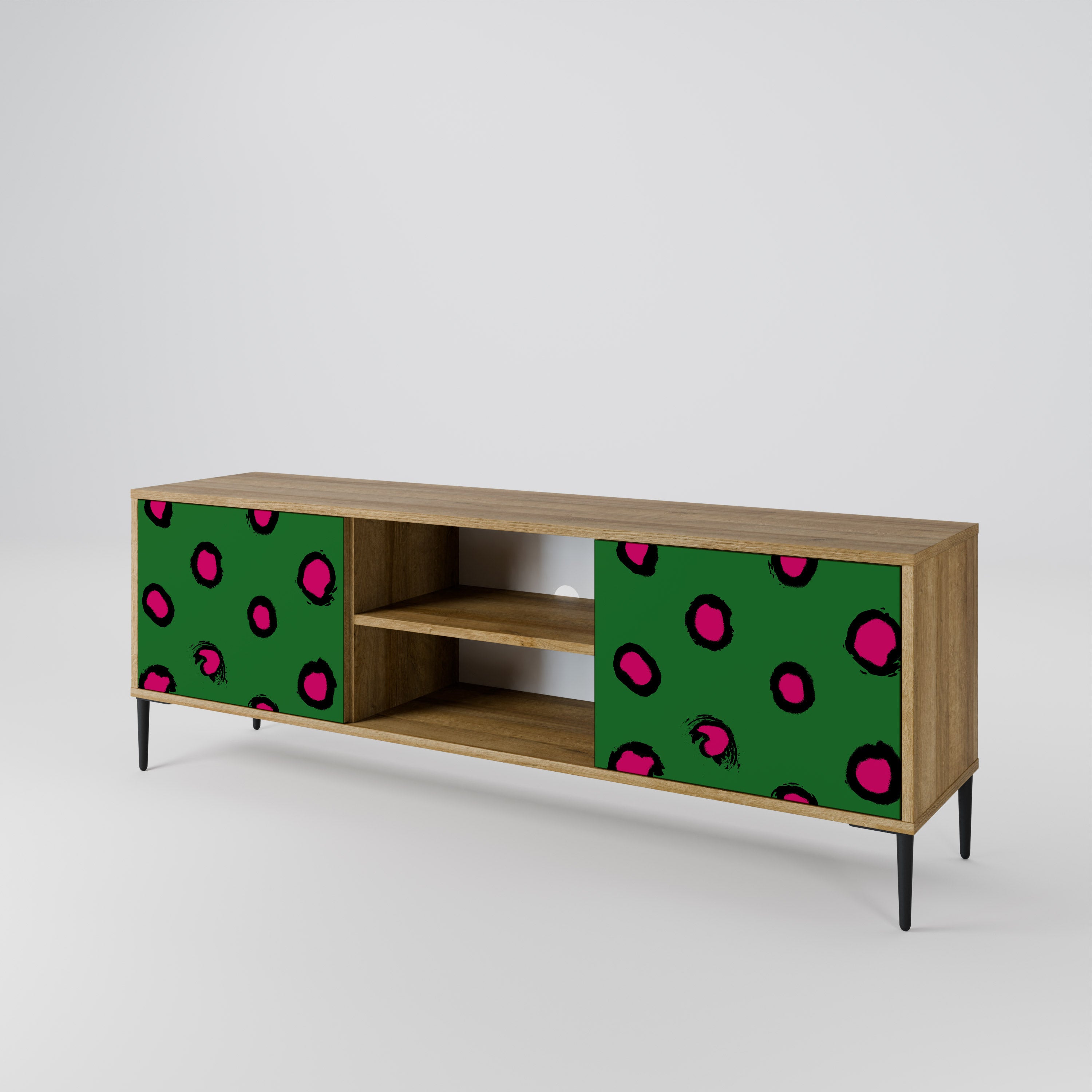FUNKY SPOTS 2-Door TV Stand in Oak Effect