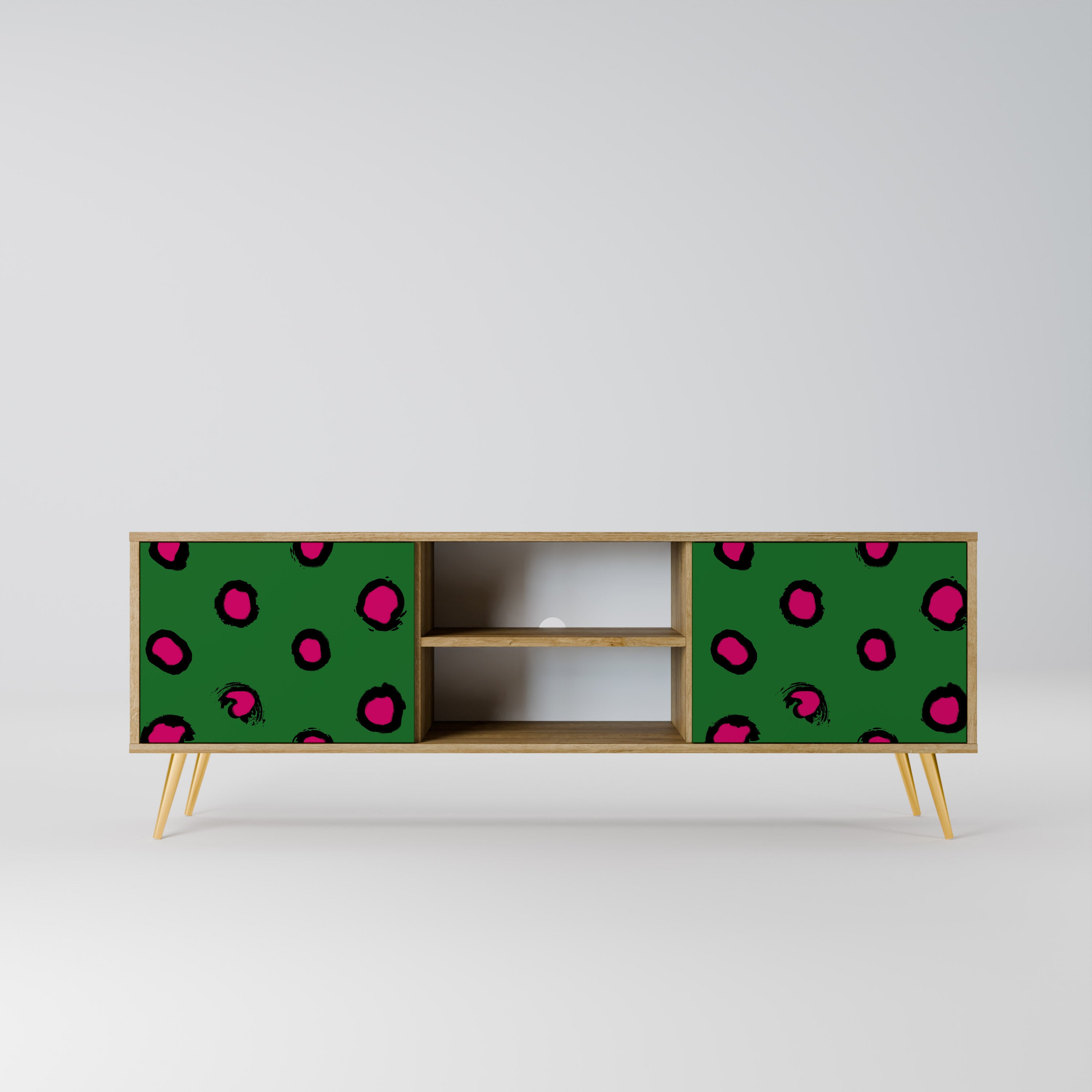 FUNKY SPOTS 2-Door TV Stand in Oak Effect