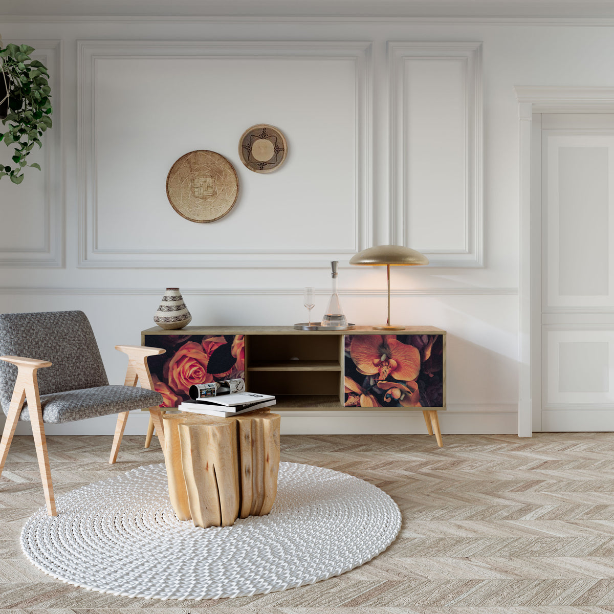 NEVERENDING BLOOM Mueble de TV de 2 Puertas