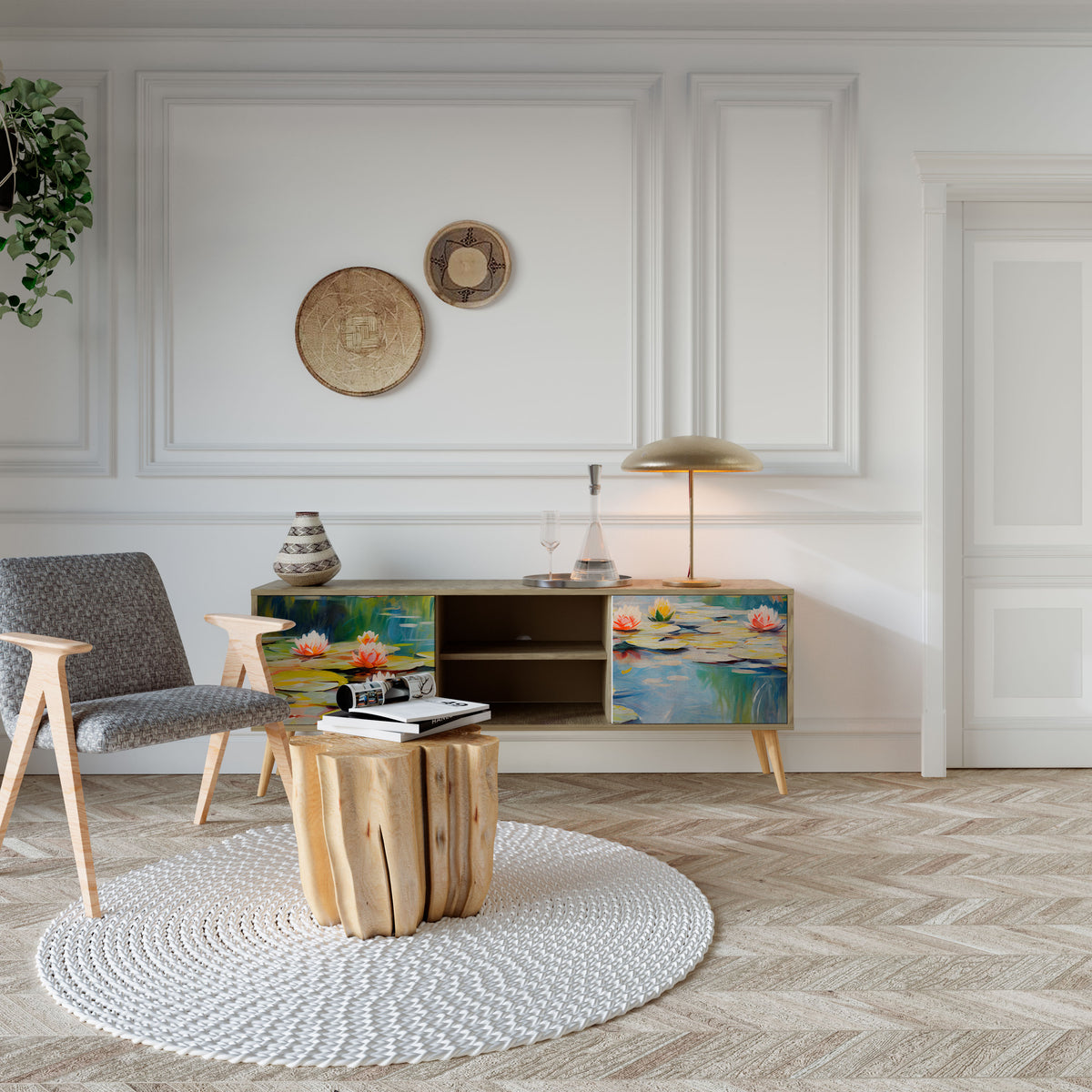 BLOOMING WATERS Mueble de TV de 2 Puertas