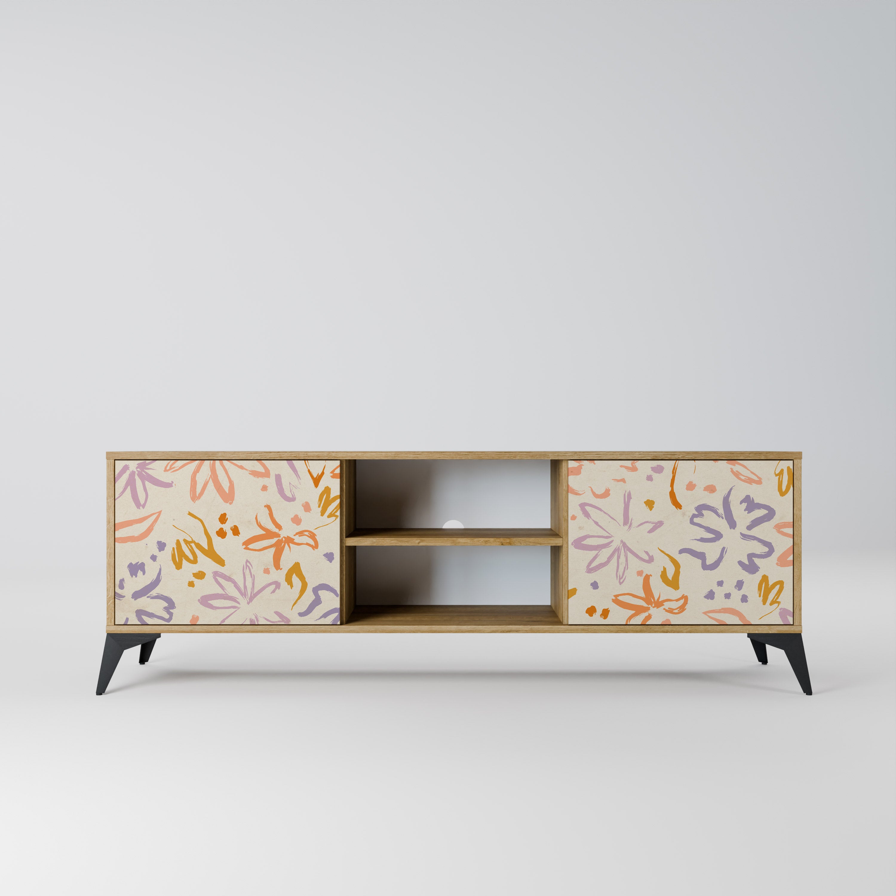 SPRING WHIMSY 2-Door TV Stand in Oak Effect