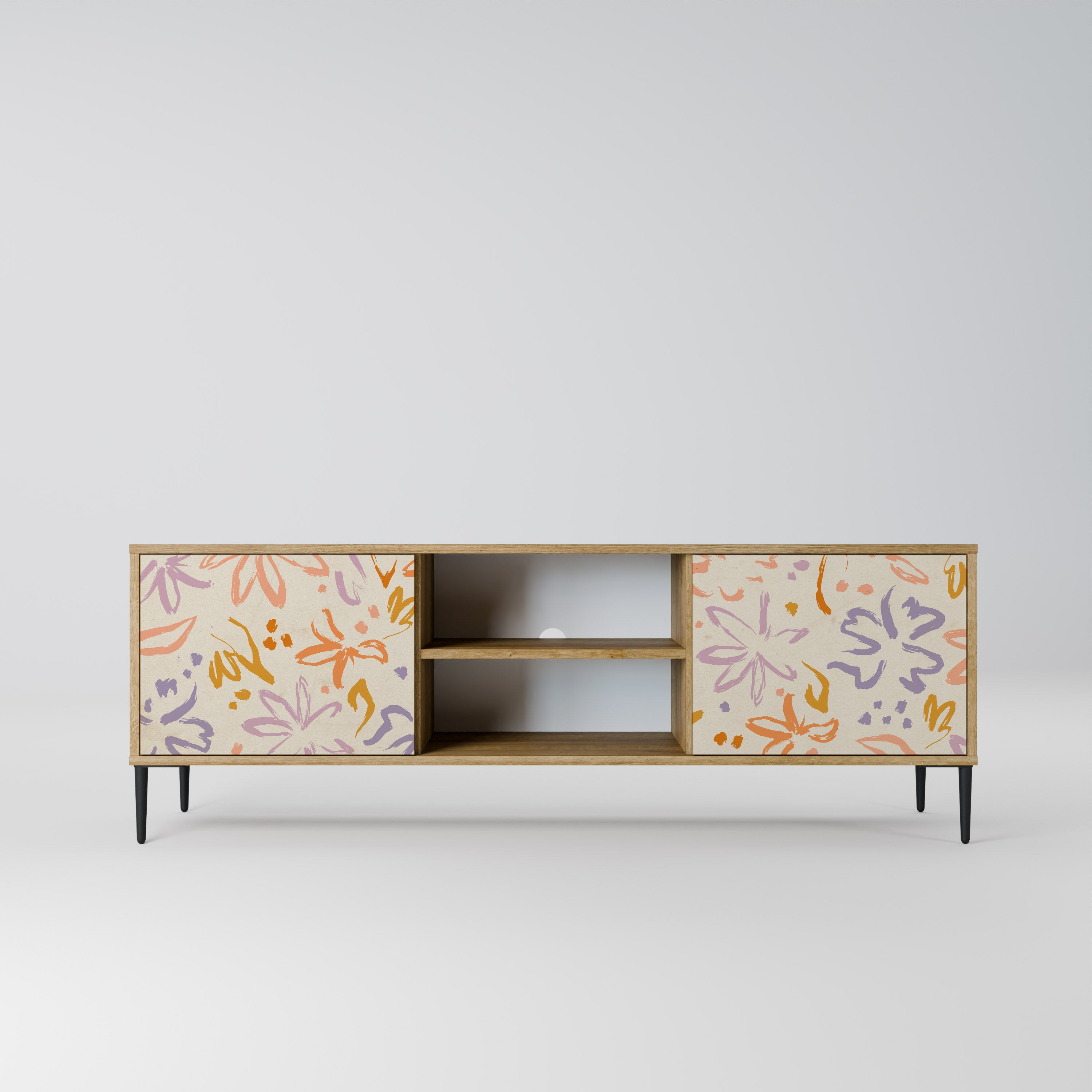 SPRING WHIMSY 2-Door TV Stand in Oak Effect