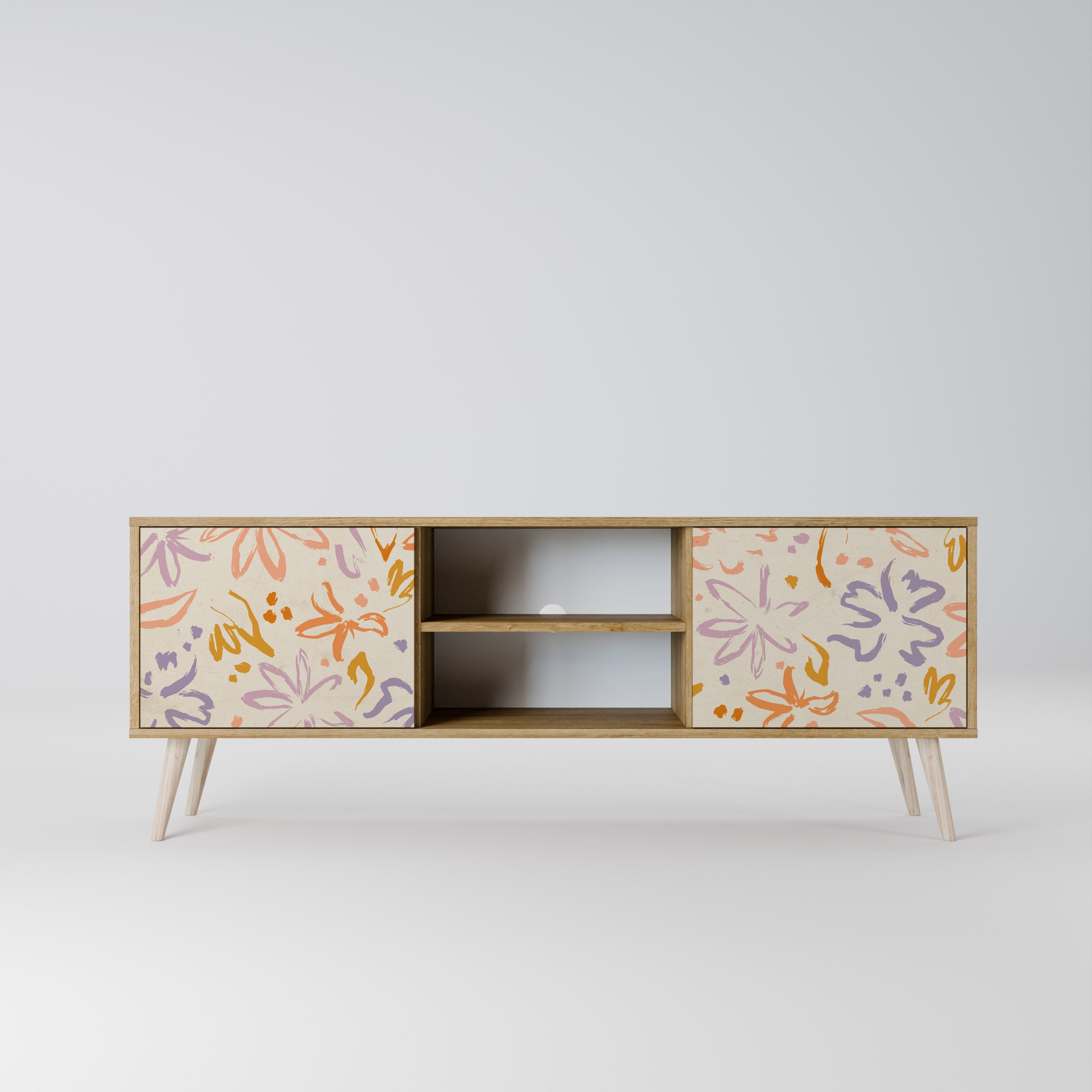 SPRING WHIMSY 2-Door TV Stand in Oak Effect