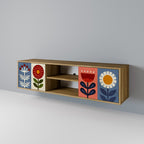 SCANDIC FLOWERET Mueble de TV de 2 Puertas en Efecto Roble