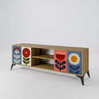 SCANDIC FLOWERET Mueble de TV de 2 Puertas en Efecto Roble