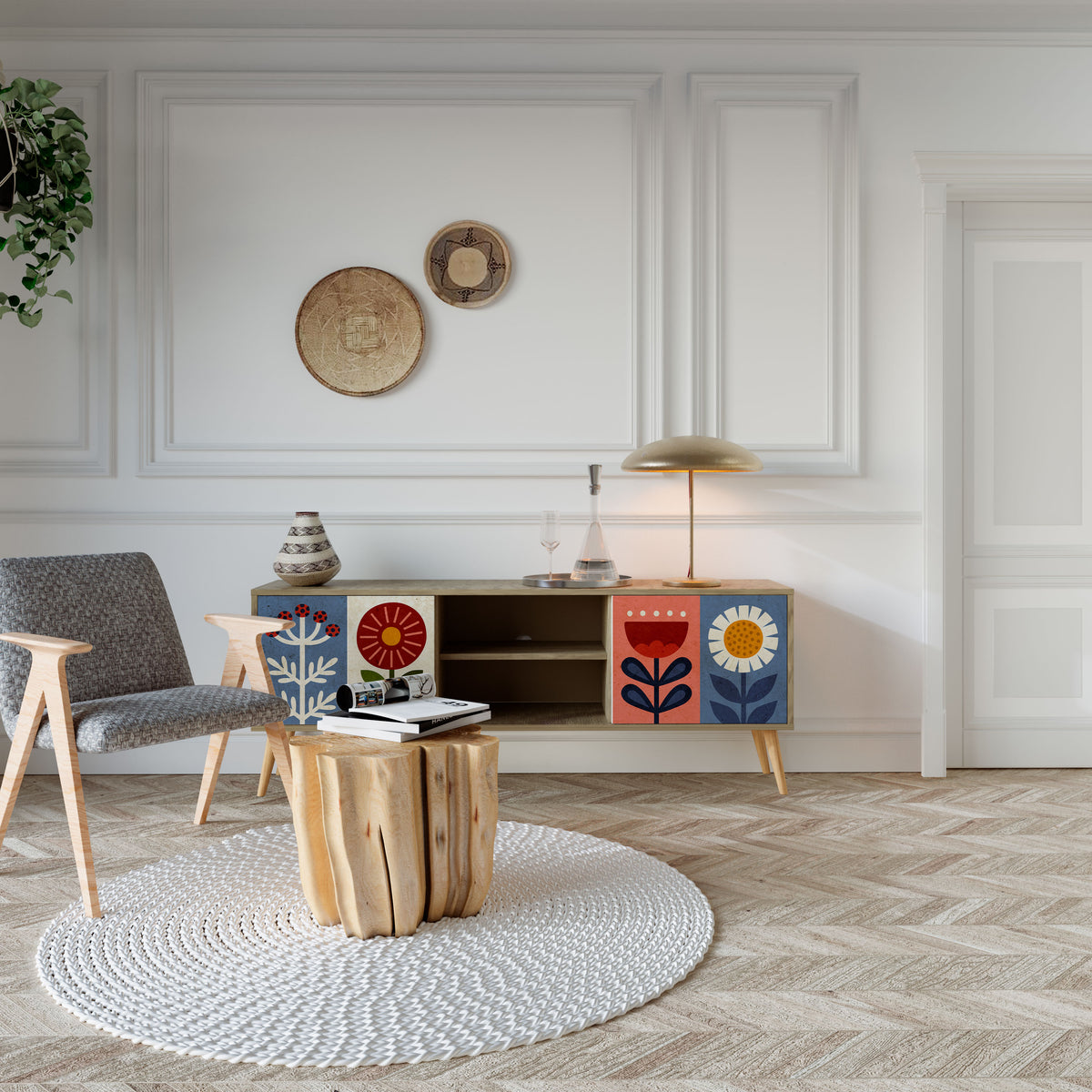 SCANDIC FLOWERET Mueble de TV de 2 Puertas