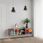 SCANDIC FLOWERET Mueble de TV de 2 Puertas en Efecto Roble