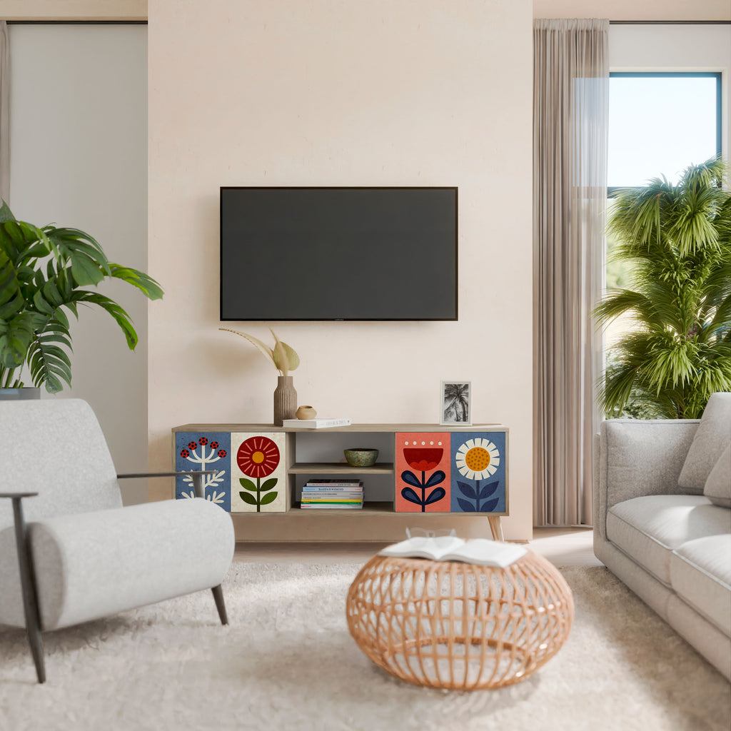 SCANDIC FLOWERET 2-Door TV Stand in Oak Effect
