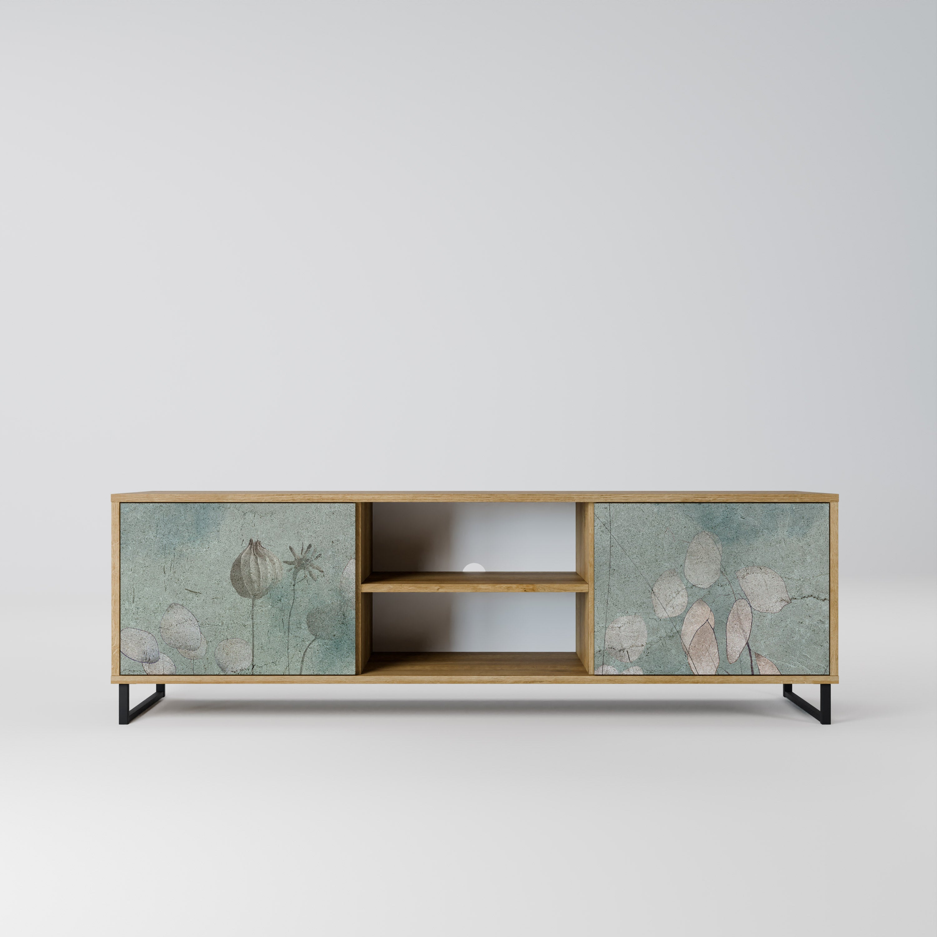 NIGHT LADY 2-Door TV Stand in Oak Effect