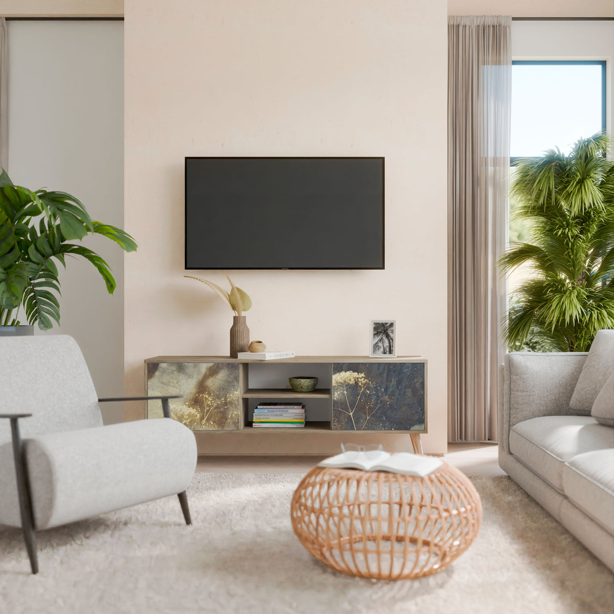 GENTLE POWER Mueble de TV de 2 Puertas