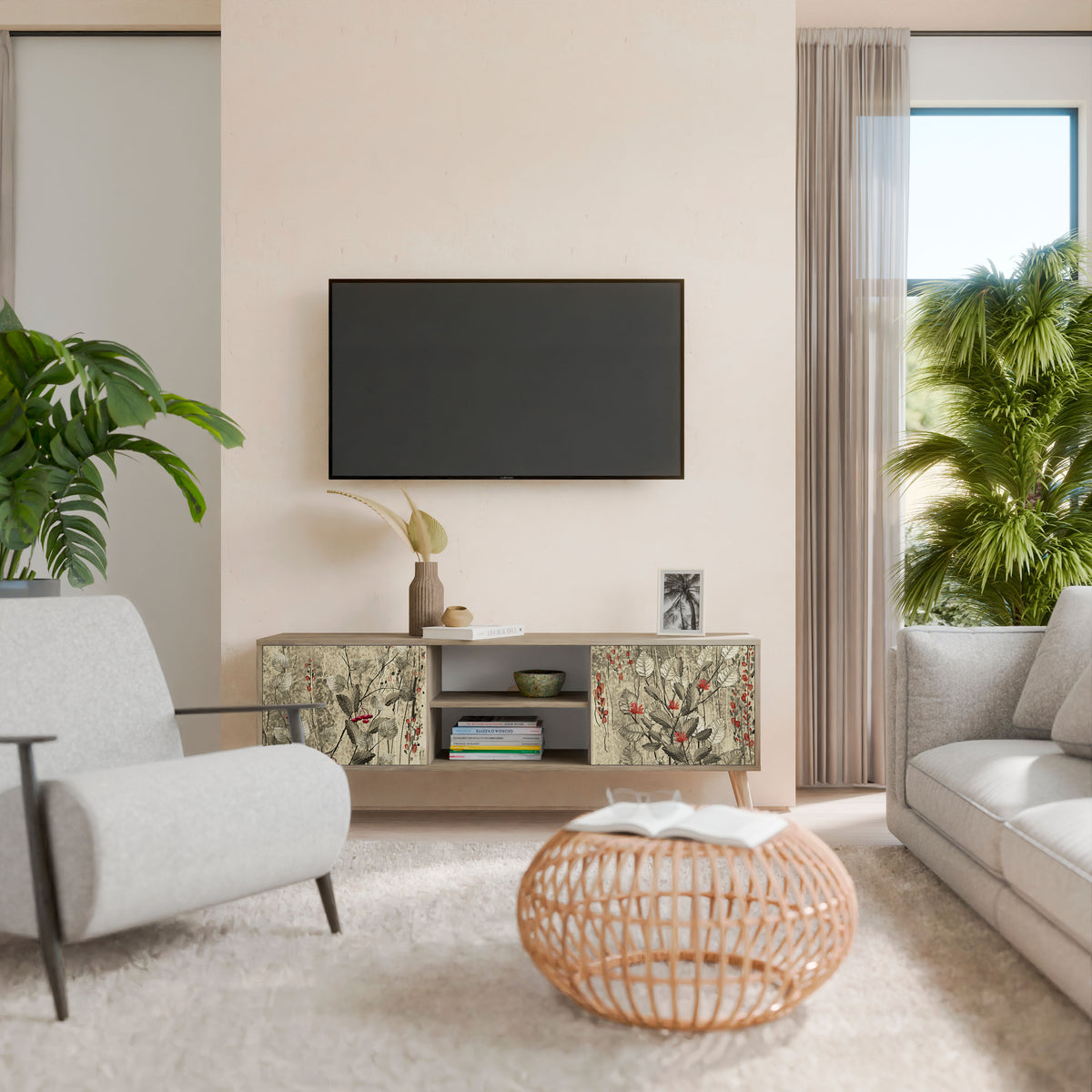 HERBAL GRACE Mueble de TV de 2 Puertas