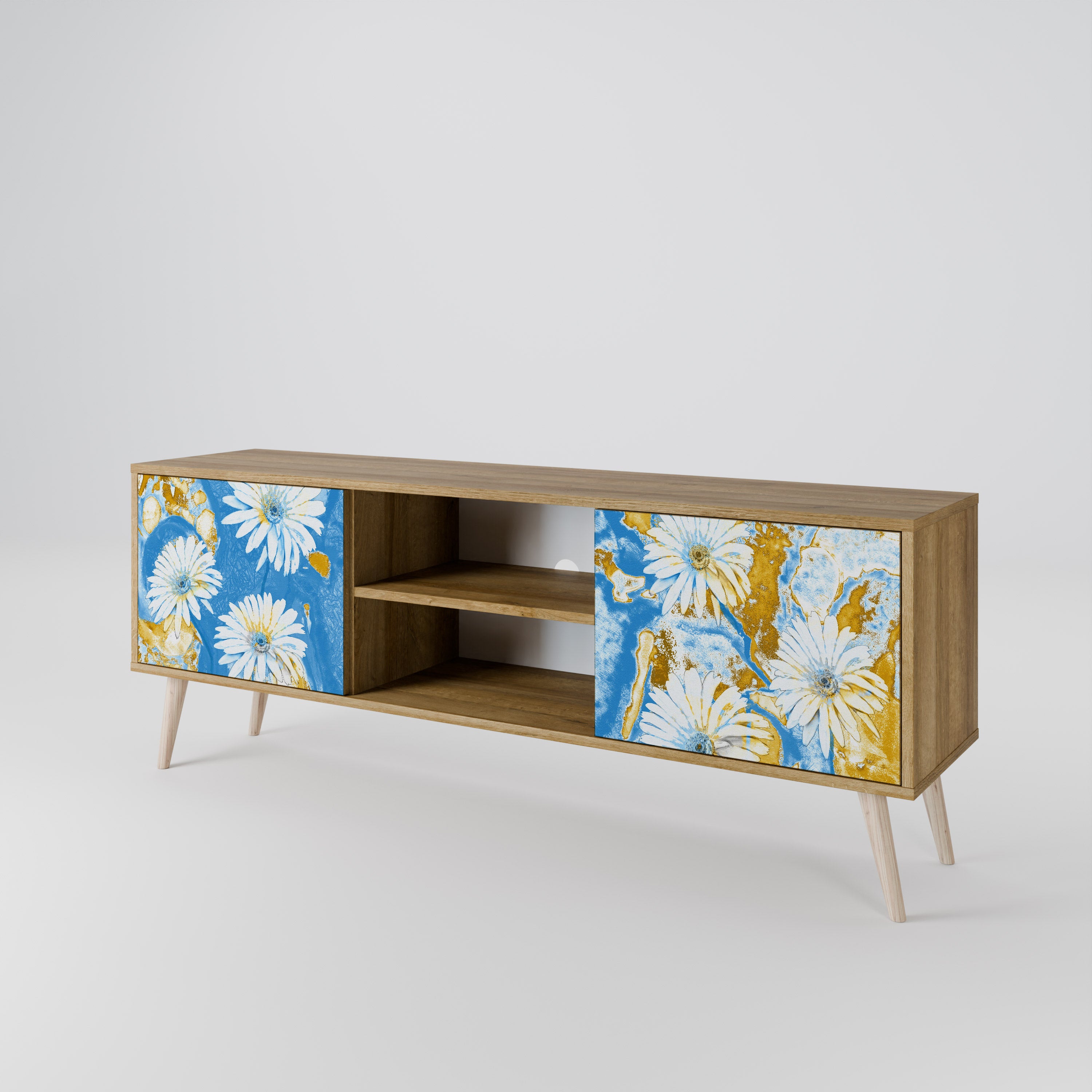 DAISY LUXE 2-Door TV Stand in Oak Effect