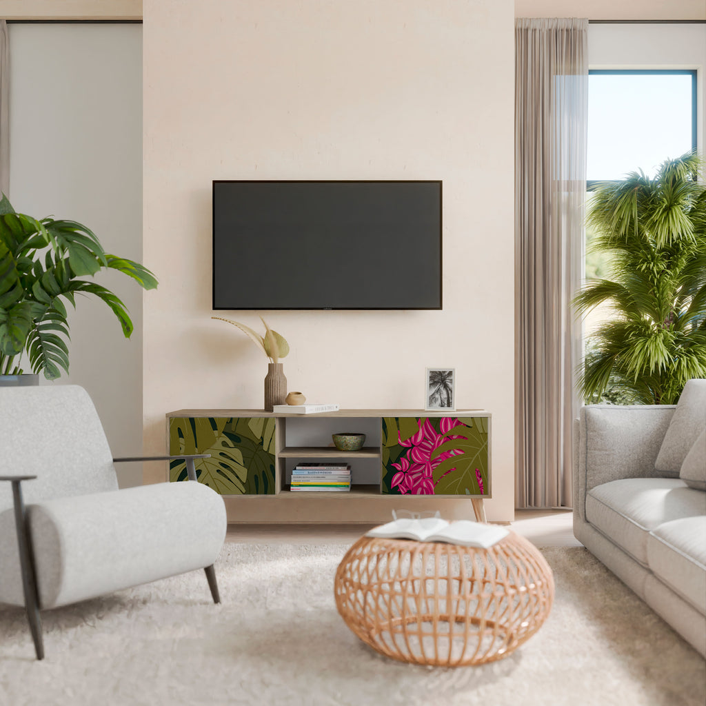 TROPICAL BEAUTY 2-Door TV Stand in Oak Effect
