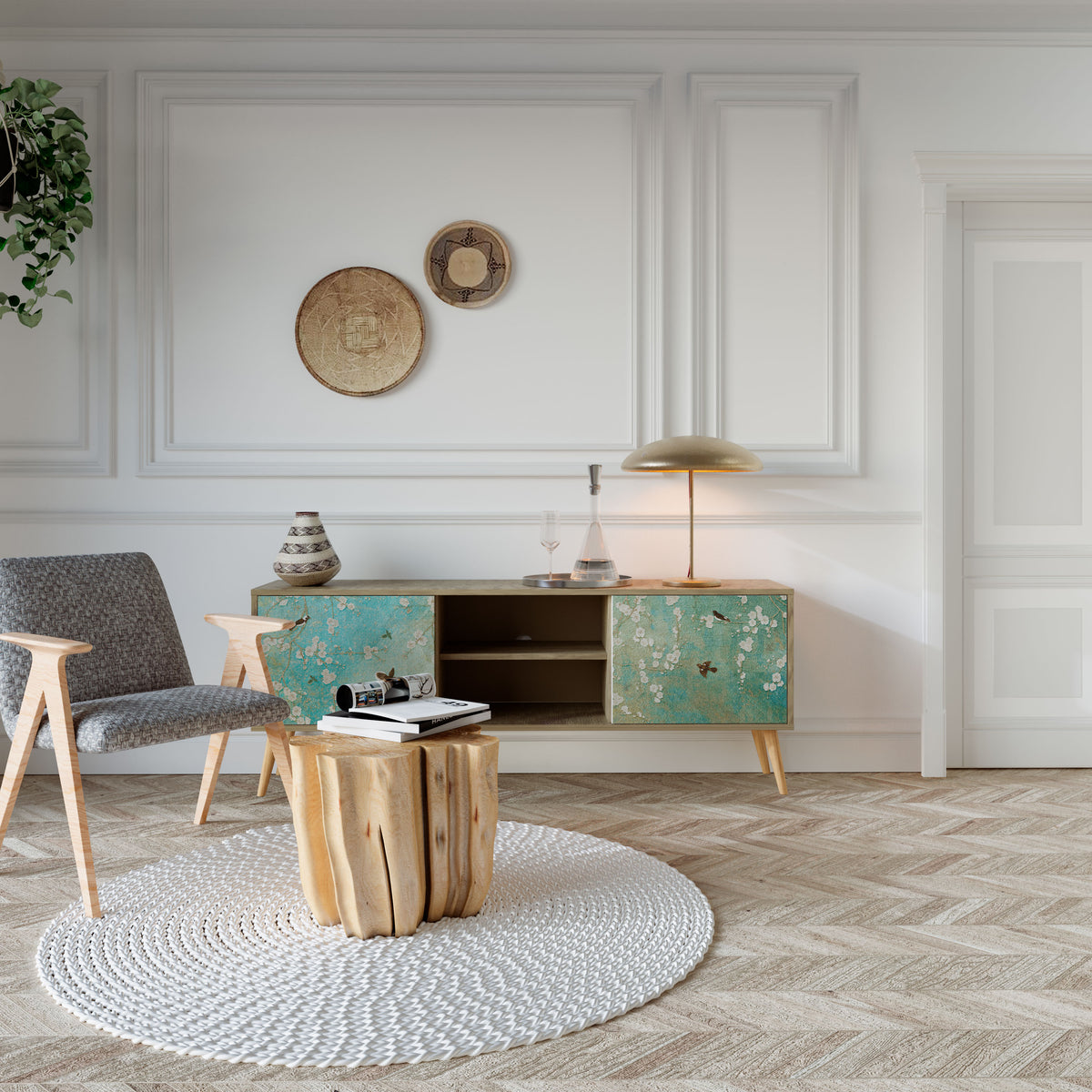 BLOOMING CHARM Mueble de TV de 2 Puertas
