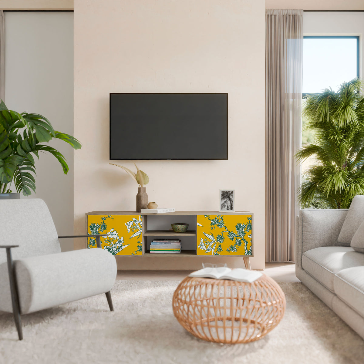 YELLOW CHINOISERIE Mueble de TV de 2 Puertas