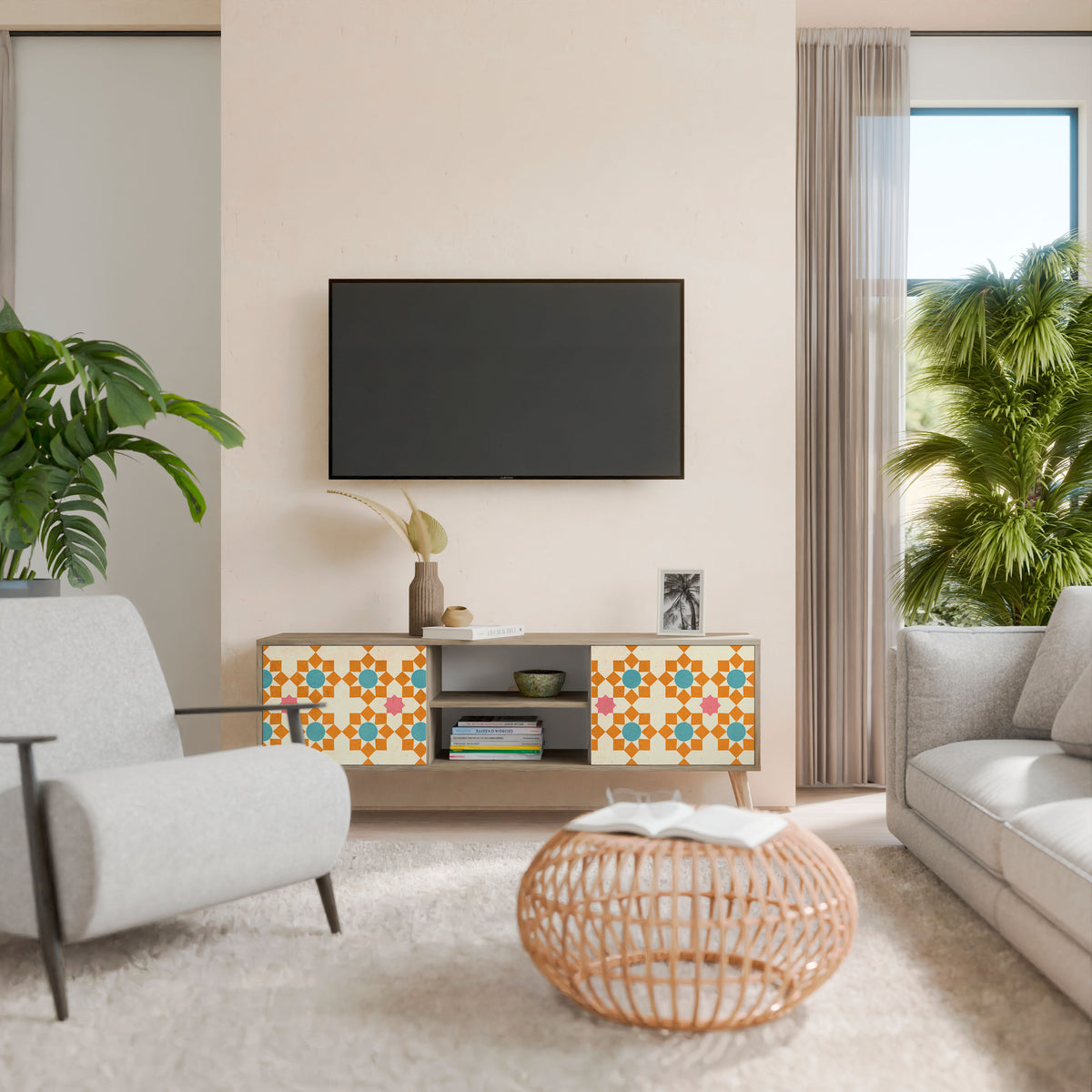 FLORAL DECOR Mueble de TV de 2 Puertas