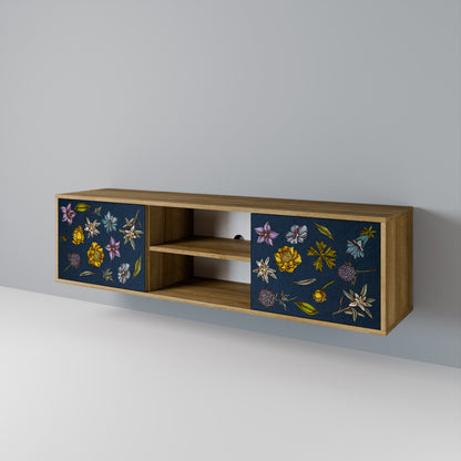 FLOWERS ON NAVY BLUE Mueble de TV de 2 Puertas