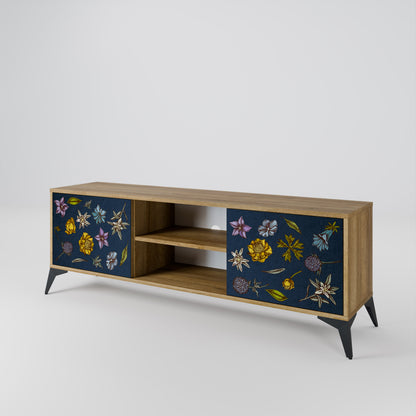 FLOWERS ON NAVY BLUE Mueble de TV de 2 Puertas