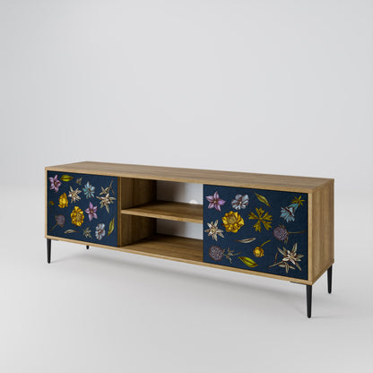 FLOWERS ON NAVY BLUE Mueble de TV de 2 Puertas