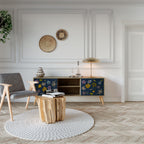 FLOWERS ON NAVY BLUE Mueble de TV de 2 Puertas