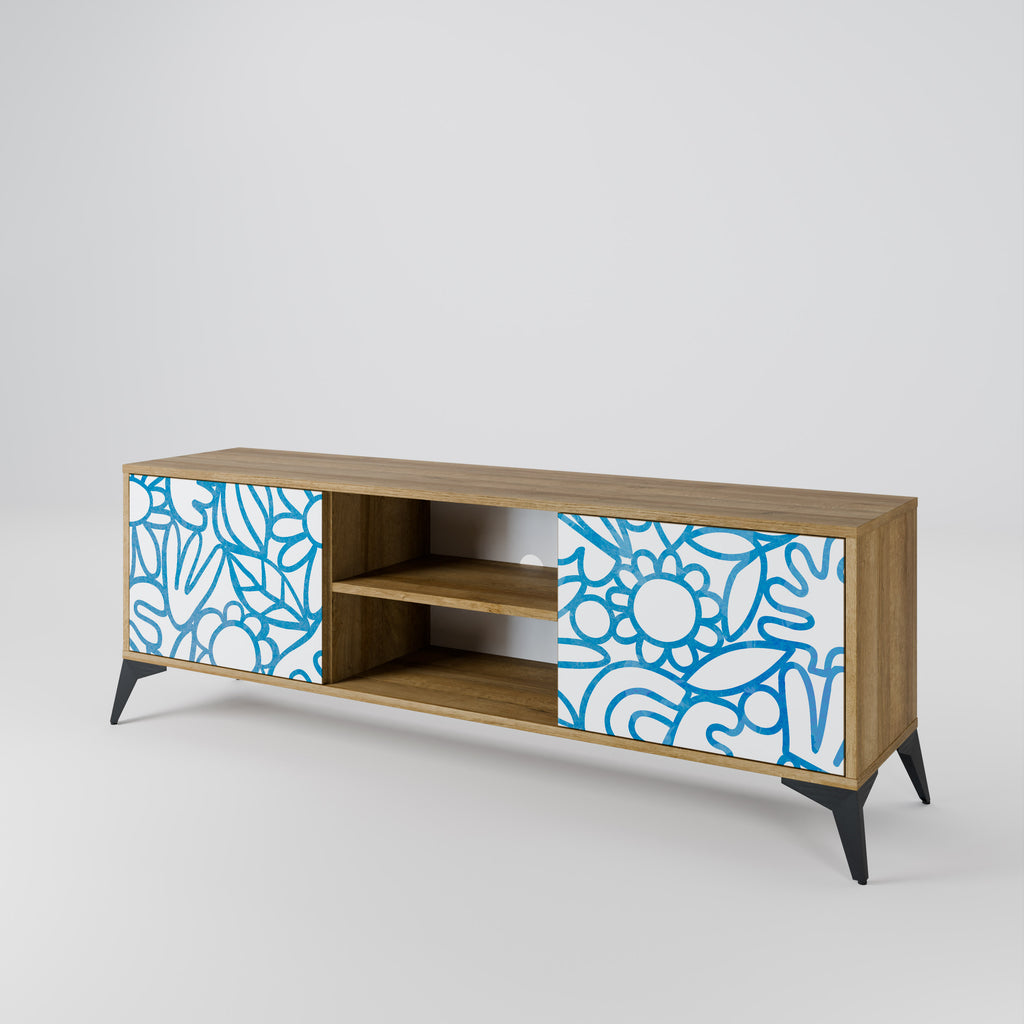 BLOOMY MORNING 2-Door TV Stand in Oak Effect