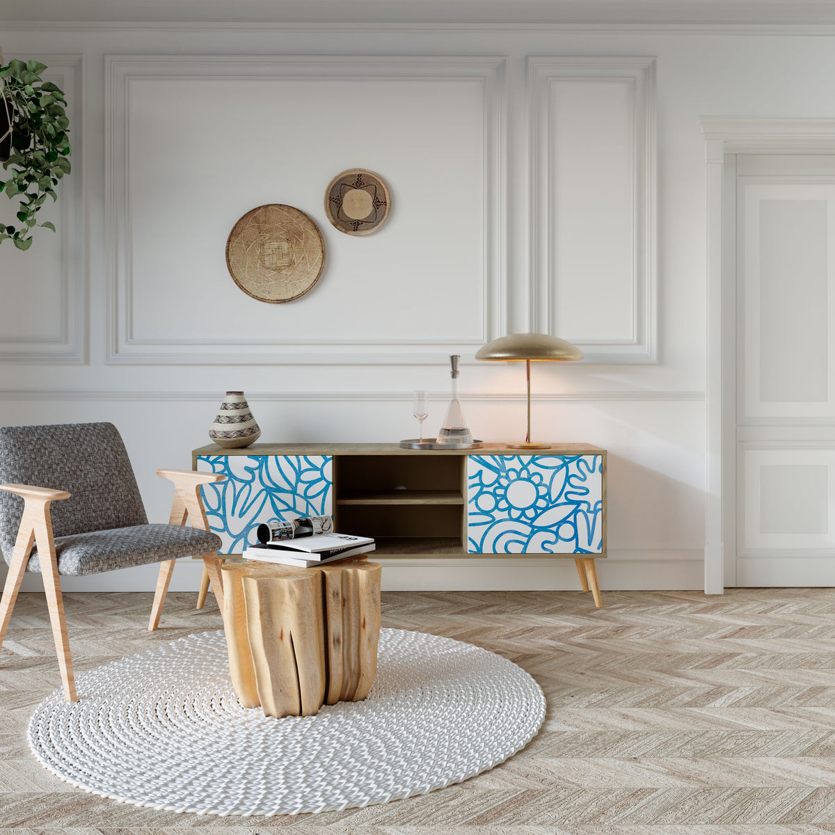 BLOOMY MORNING Mueble de TV de 2 Puertas