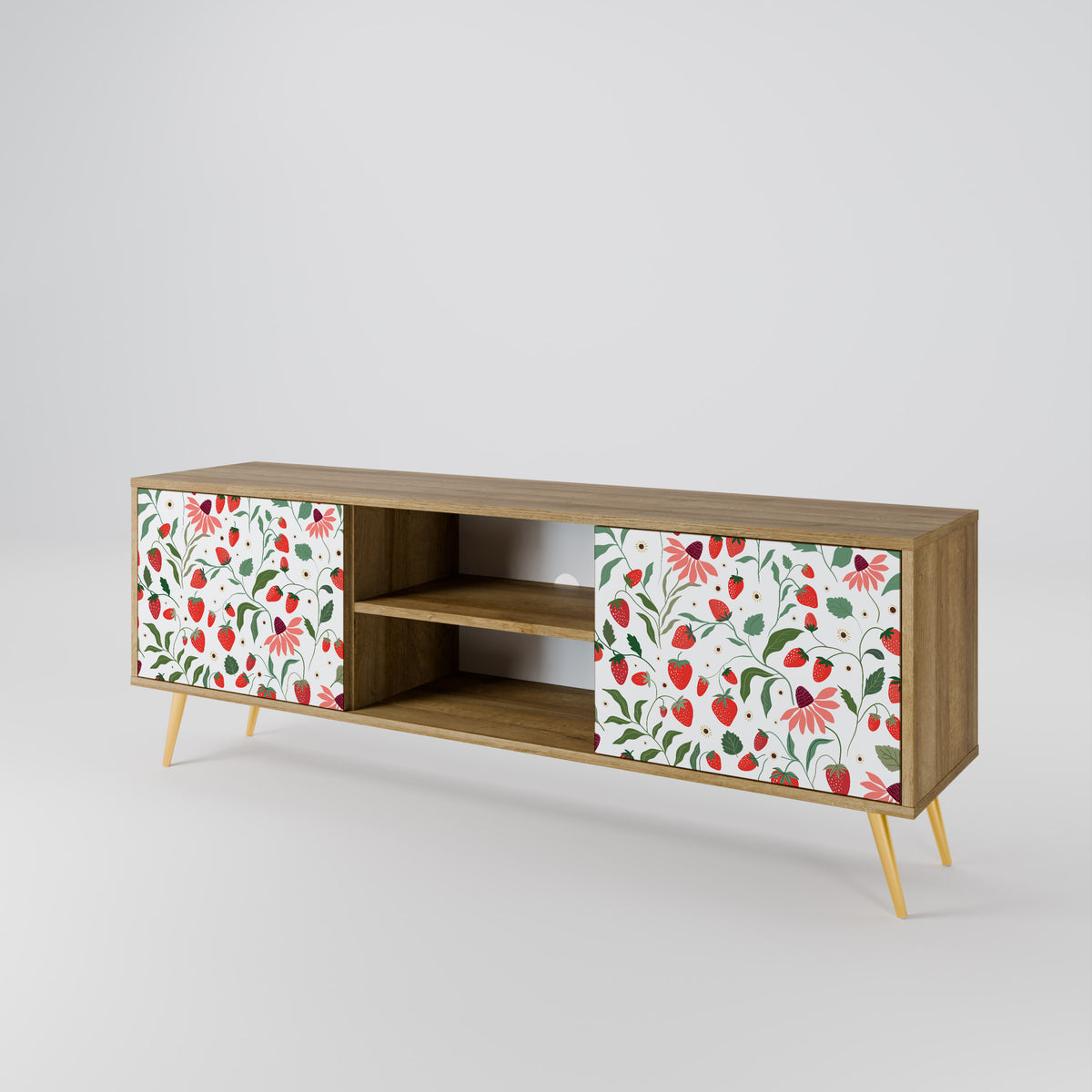 FLOWERS AND STRAWBERRIES Mueble de TV de 2 Puertas