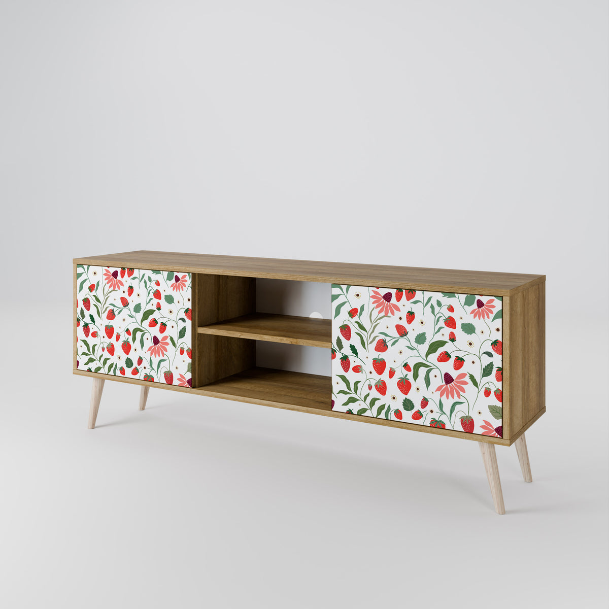 FLOWERS AND STRAWBERRIES Mueble de TV de 2 Puertas
