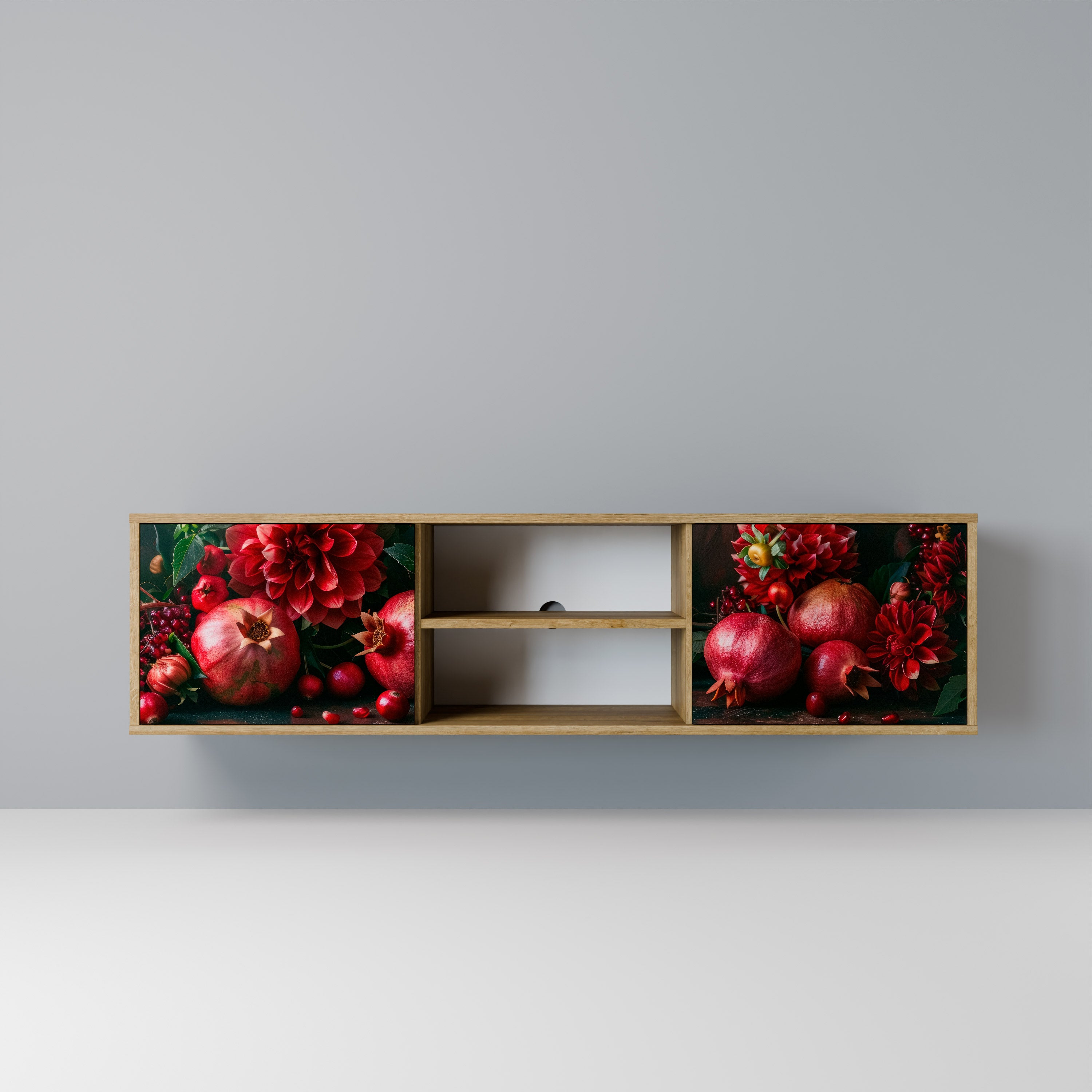 DAHLIAS AND POMEGRANATES 2-Door TV Stand in Oak Effect