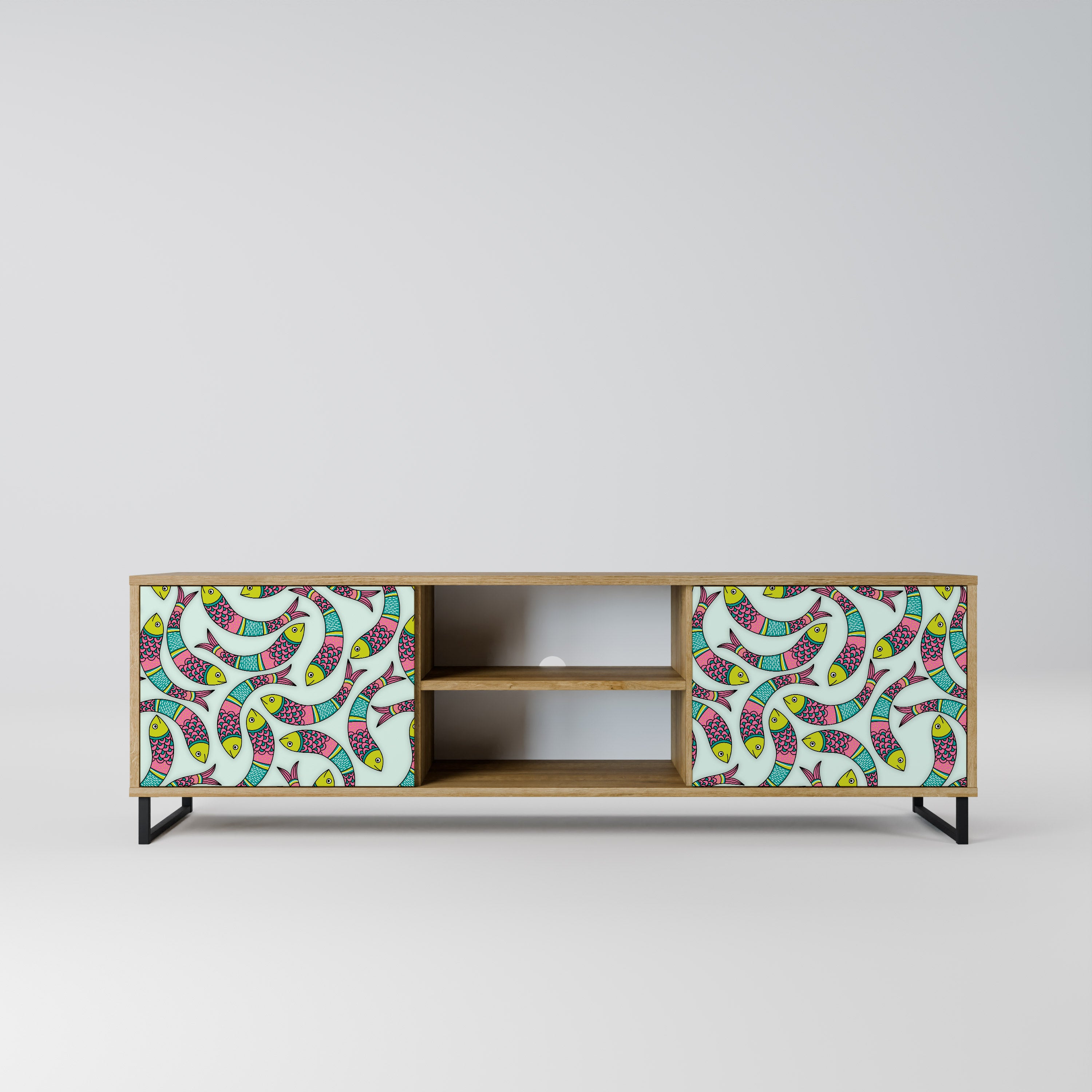 INDIAN FISH 2-Door TV Stand in Oak Effect